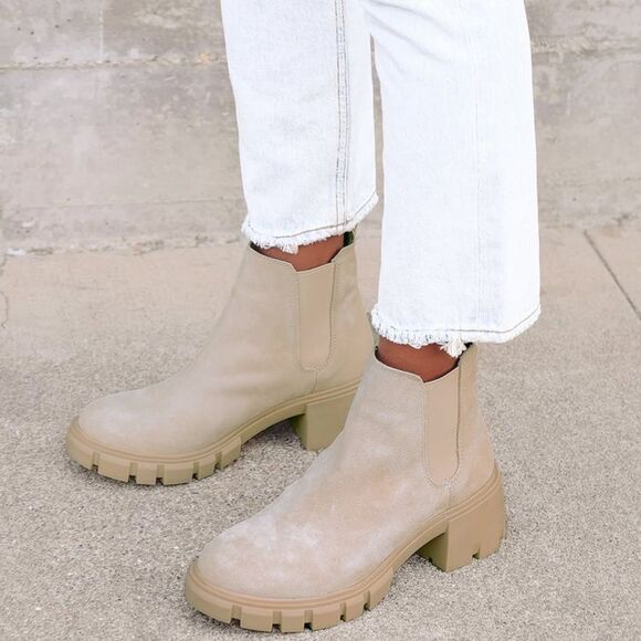 Steve Madden Howler Sand Suede Leather Platform Ankle Boots Size 6 - Picture 1 of 12